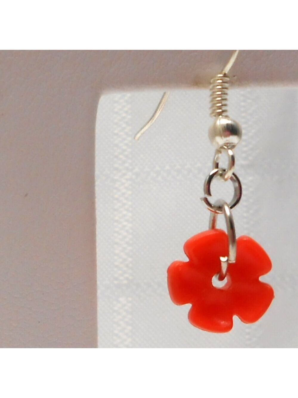 No1054 Handmade assymetrical earrings with Playmobil flowers